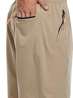 SPOSULEI Men's Athletic Hiking Shorts Water Resistant Quick-Dry Lightweight Outdoor Sweat Shorts with Zipper Pockets