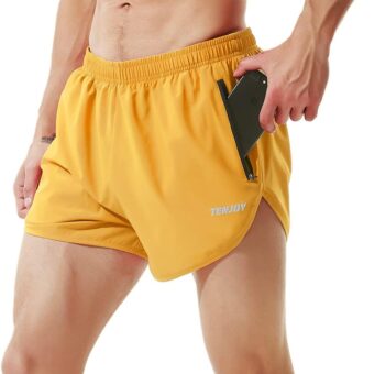 TENJOY Men's Running Shorts Gym Athletic Workout Shorts for Men 3 inch Sports Shorts with Zipper Pocket