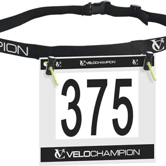 Velochampion Triathlon Running Belt: Elastic, Comfortable and Clip-Fastened. Adjustable Waist Belt for Marathons and Racing