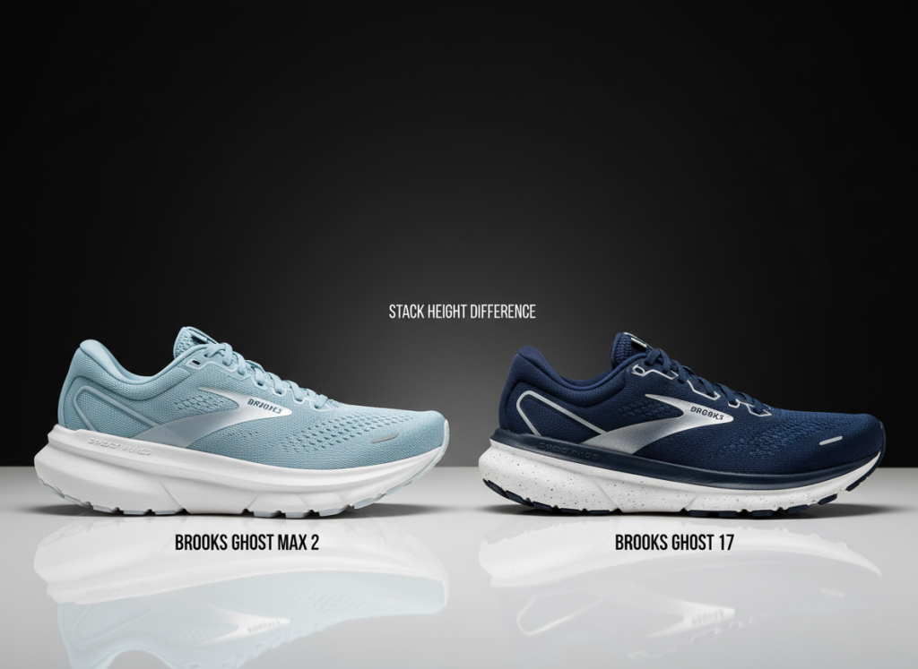 Brooks Ghost Max 2 and Ghost 17 side comparison