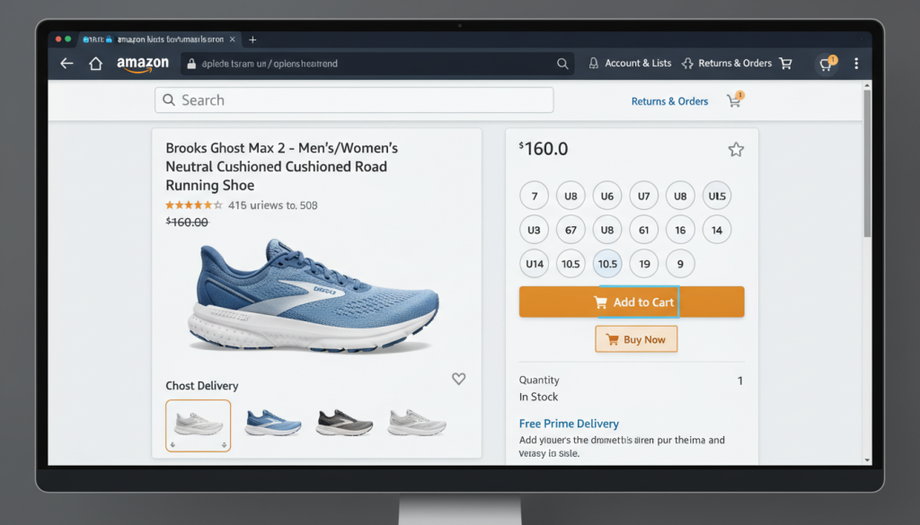 Brooks Ghost Max 2 being added to shopping cart