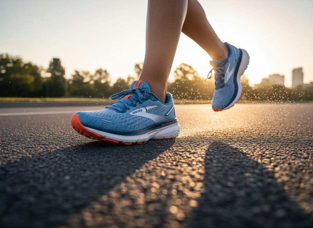 Brooks Ghost Max 2 in action on asphalt road