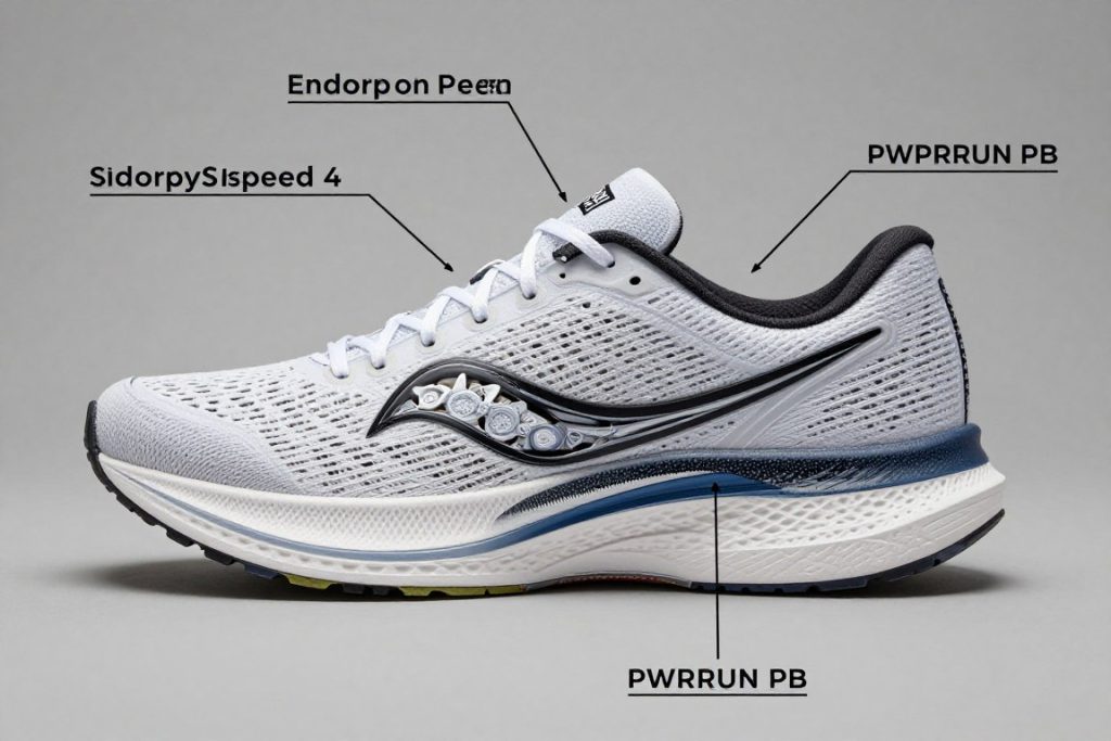 Cross-section view of Saucony Endorphin Speed 4 midsole foam technology Cross-section view of Saucony Endorphin Speed 4 midsole foam technology
