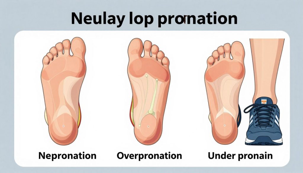 Foot pronation analysis showing neutral, overpronation, and underpronation patterns Foot pronation analysis showing neutral, overpronation, and underpronation patterns