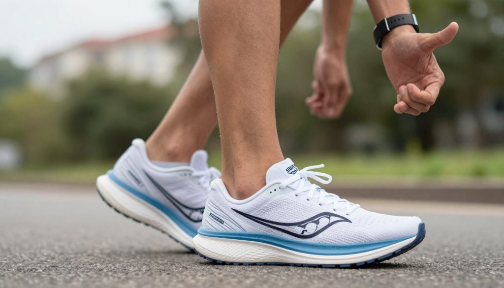 Happy runner giving thumbs up wearing Saucony Endorphin Speed 4 Happy runner giving thumbs up wearing Saucony Endorphin Speed 4