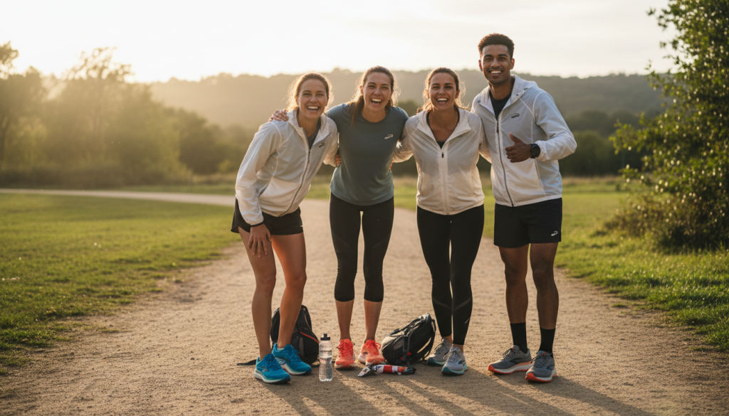 Happy runners wearing Brooks Ghost Max 2 shoes