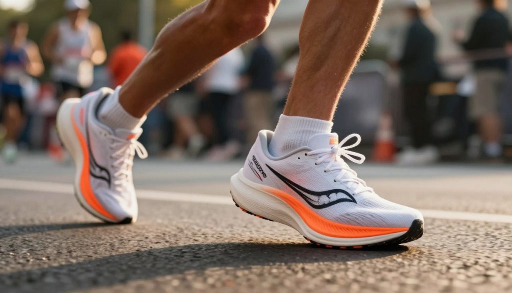 Saucony Endorphin Pro 4 best racing shoe 2026 shown in action during marathon race Saucony Endorphin Pro 4 best racing shoe 2026 shown in action during marathon race