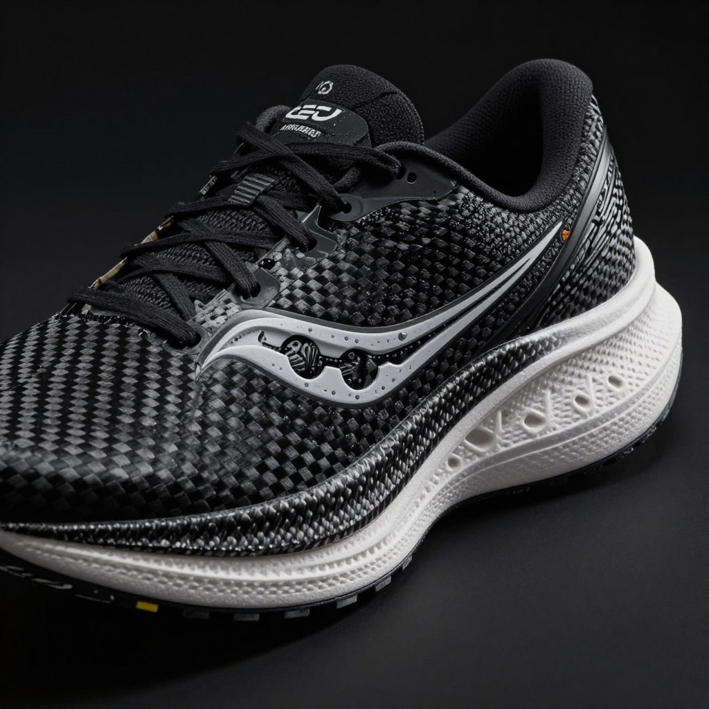 Saucony Endorphin Pro 4 carbon plate close-up showing propulsion technology Saucony Endorphin Pro 4 carbon plate close-up showing propulsion technology
