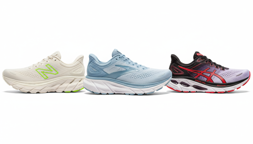 Side-by-side comparison of five max cushion running shoes