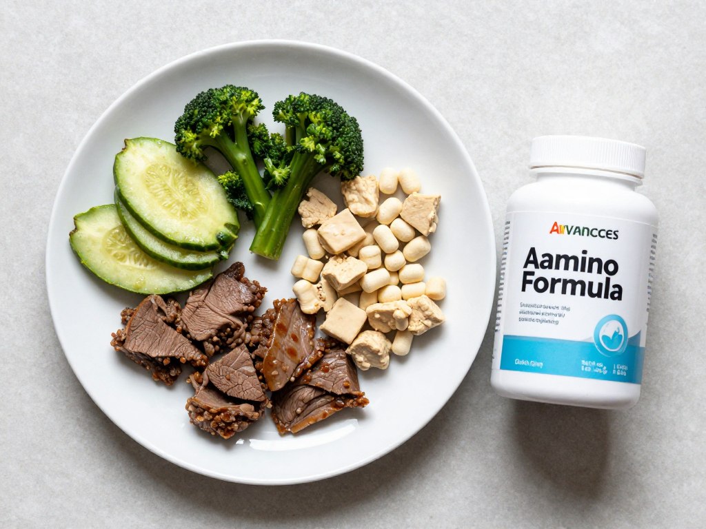 healthy protein-rich meal with supplement healthy protein-rich meal with supplement